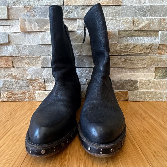 John Fluevog Nicola Black Leather Mid-Shin Boots - Picture 6 of 16